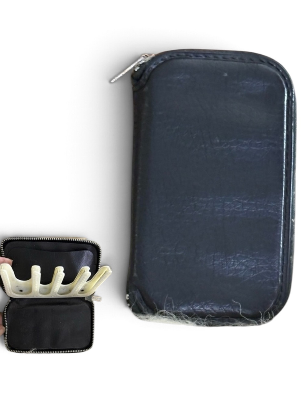 Vintage Black Leather Zip Around Card and Coin Wallet